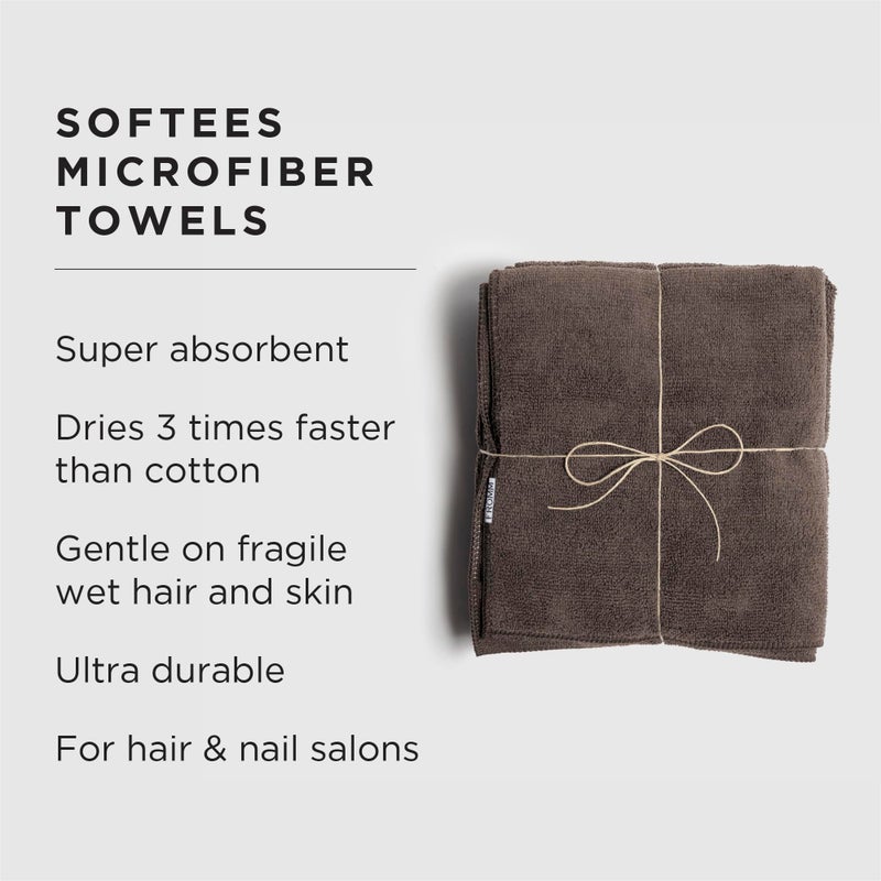 Fromm Softees Microfiber Salon Hair Towels for Hairstylists, Barbers, Spa, Gym in Brown, 16" by 29", 10 count Perfect Hair Care Towel for Drying Curly, Long, Wavy Hair - Image 2
